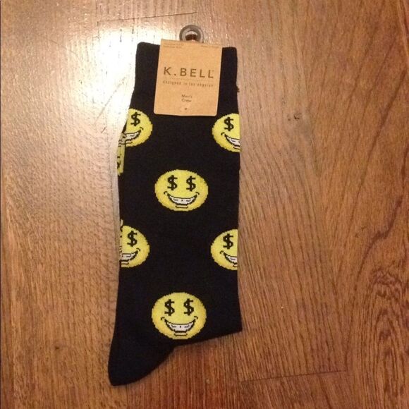 🔹Money Emoji Smiley Face Crew Socks - Picture 1 of 3